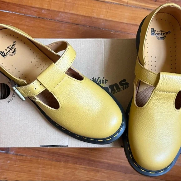Dr. Martens Yellow Mary Jane Shoes Polley T-bar - Picture 4 of 8